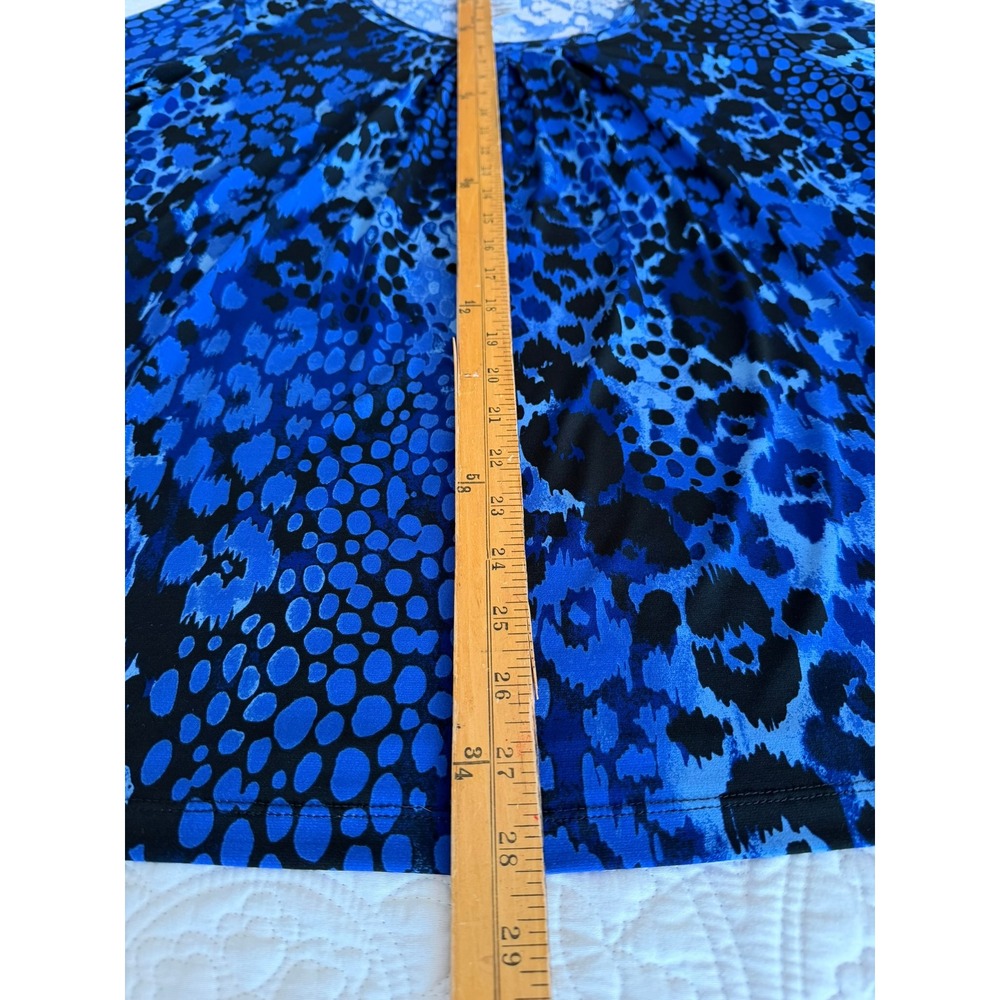 JMS Easy Dressing 3X Blue Leopard Print 3/4 Sleeve Tunic Top J266 Dark Royal - Picture 5 of 10